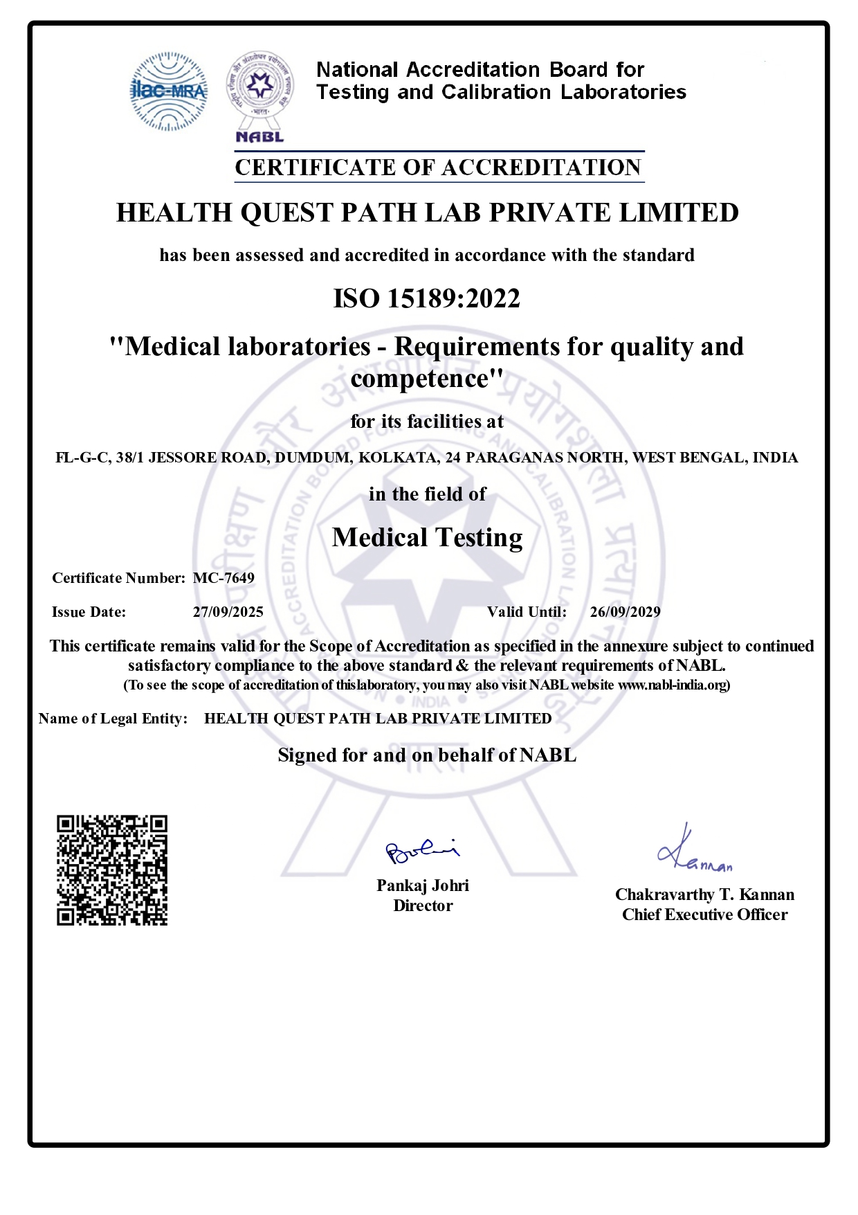 HealthQuest Certificate